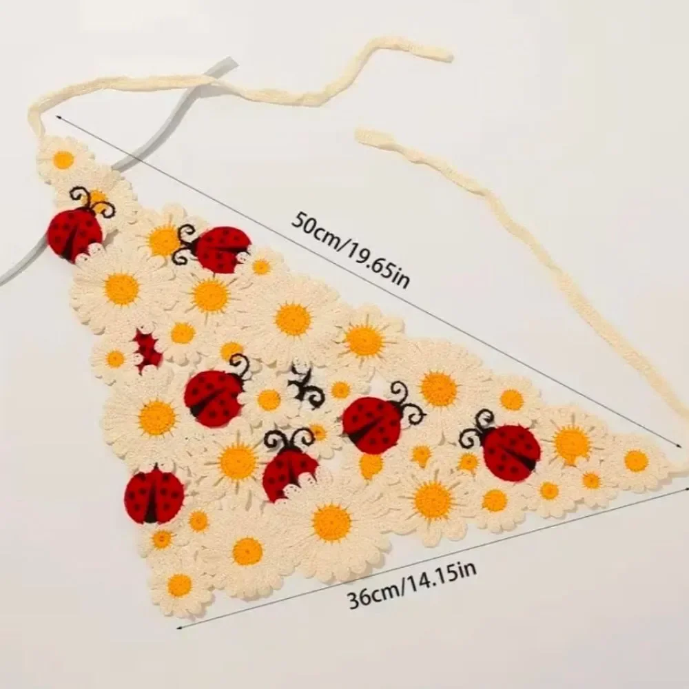 🔹️NWT Crochet Knit Ladybug & Daisy Triangle Hair Bandana